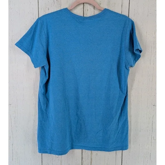 Gildan Size Large Womens Blue Canning Graphic Short Sleeve Casual Top - Picture 8 of 8